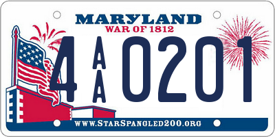 MD license plate 4AA0201