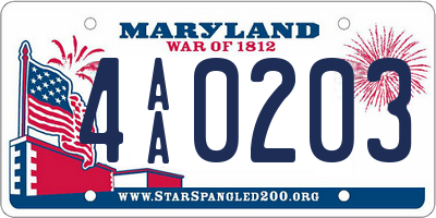 MD license plate 4AA0203