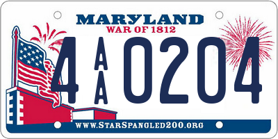MD license plate 4AA0204