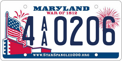 MD license plate 4AA0206