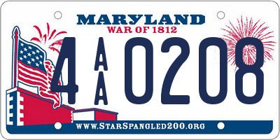 MD license plate 4AA0208