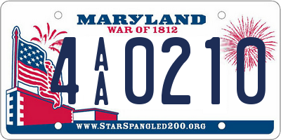 MD license plate 4AA0210