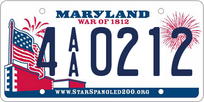 MD license plate 4AA0212