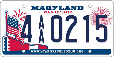 MD license plate 4AA0215