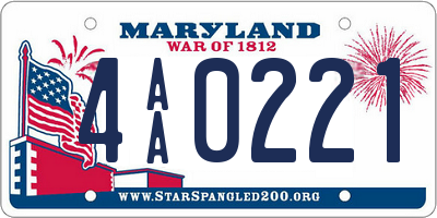 MD license plate 4AA0221