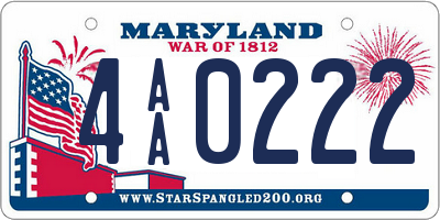 MD license plate 4AA0222