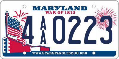 MD license plate 4AA0223