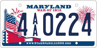 MD license plate 4AA0224