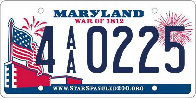 MD license plate 4AA0225