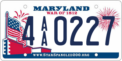 MD license plate 4AA0227