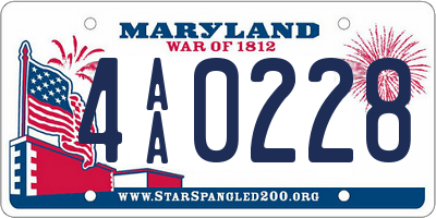 MD license plate 4AA0228