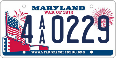 MD license plate 4AA0229