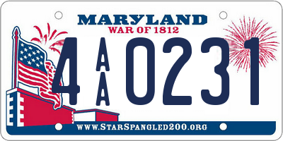 MD license plate 4AA0231