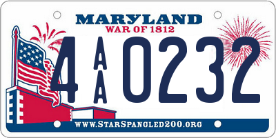 MD license plate 4AA0232
