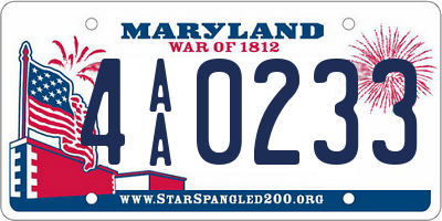 MD license plate 4AA0233