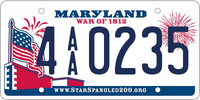 MD license plate 4AA0235