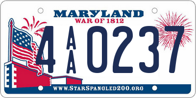 MD license plate 4AA0237