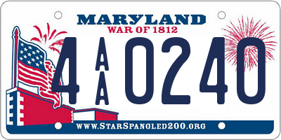 MD license plate 4AA0240