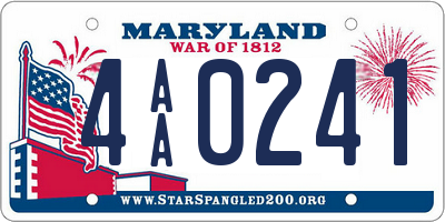 MD license plate 4AA0241