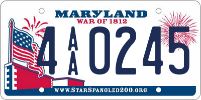 MD license plate 4AA0245