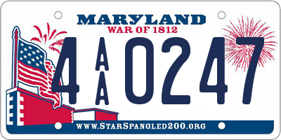 MD license plate 4AA0247