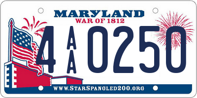 MD license plate 4AA0250