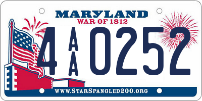 MD license plate 4AA0252