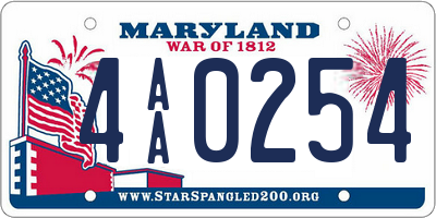 MD license plate 4AA0254