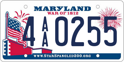 MD license plate 4AA0255