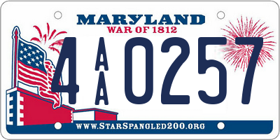 MD license plate 4AA0257