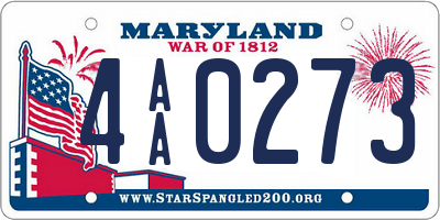 MD license plate 4AA0273