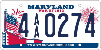 MD license plate 4AA0274