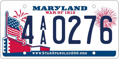 MD license plate 4AA0276