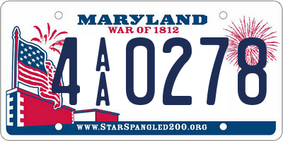 MD license plate 4AA0278