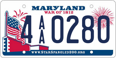 MD license plate 4AA0280
