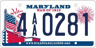 MD license plate 4AA0281