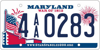 MD license plate 4AA0283