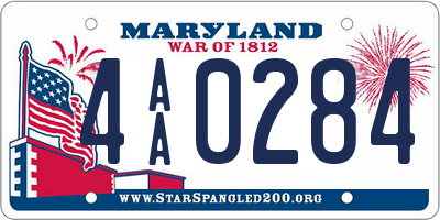 MD license plate 4AA0284