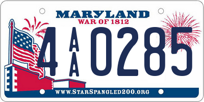 MD license plate 4AA0285