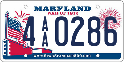 MD license plate 4AA0286