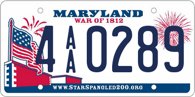 MD license plate 4AA0289