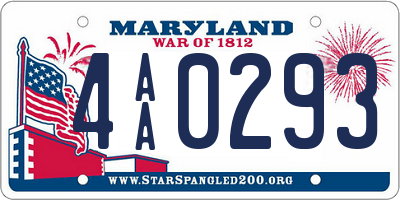 MD license plate 4AA0293