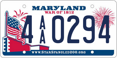 MD license plate 4AA0294