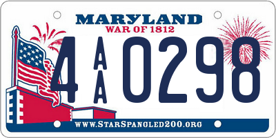 MD license plate 4AA0298