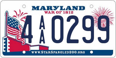 MD license plate 4AA0299