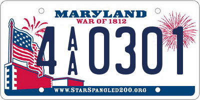 MD license plate 4AA0301