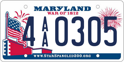 MD license plate 4AA0305