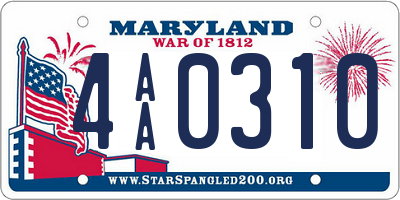 MD license plate 4AA0310