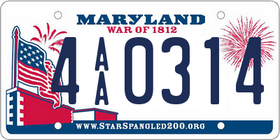 MD license plate 4AA0314