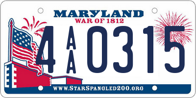 MD license plate 4AA0315